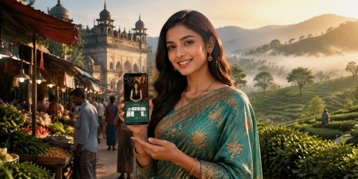 বগুড়ার চা বাগানে বসে লাইভ ব্যাকারাট খেলছেন একজন খেলোয়াড়